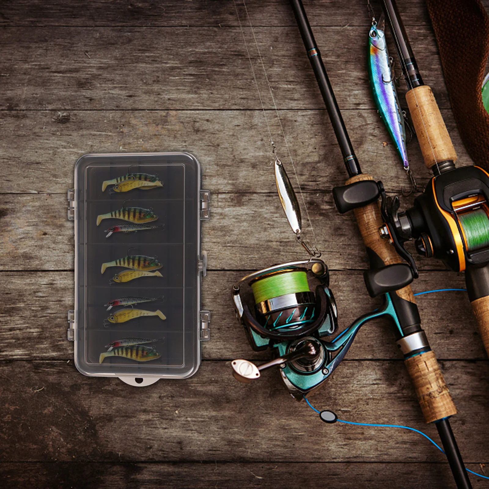 

1pc Tackle Box Outdoor Lure Storage Container Double-Side Compartments Fishing Accessories Holder Large Capacity Anti-Fall Wear