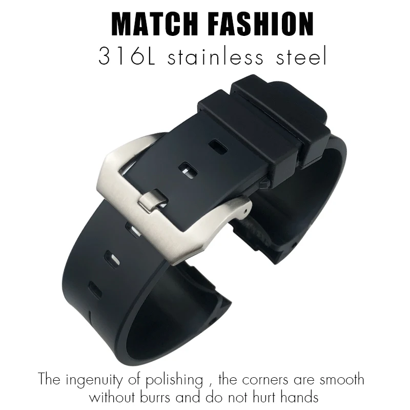 Curved Rubber Watchband 24mm Silicone Watch Strap Fit for Panerai Submersible Luminor PAM Green Black Waterproof Bracelet Tools