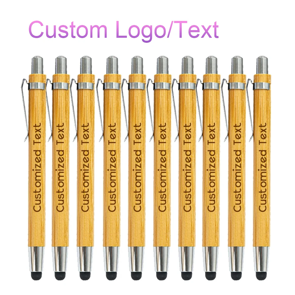 

Customize Logo / Name Bamboo Ballpoint Pen Stylus Pen Stationery Party Pens Office School Supplies Business Gifts Ball PointPens