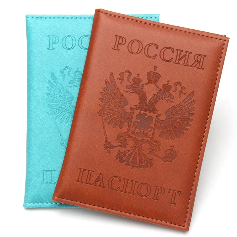 Russian Passport Holder Leather Cover Wallet Travel ID Card Holder image 3