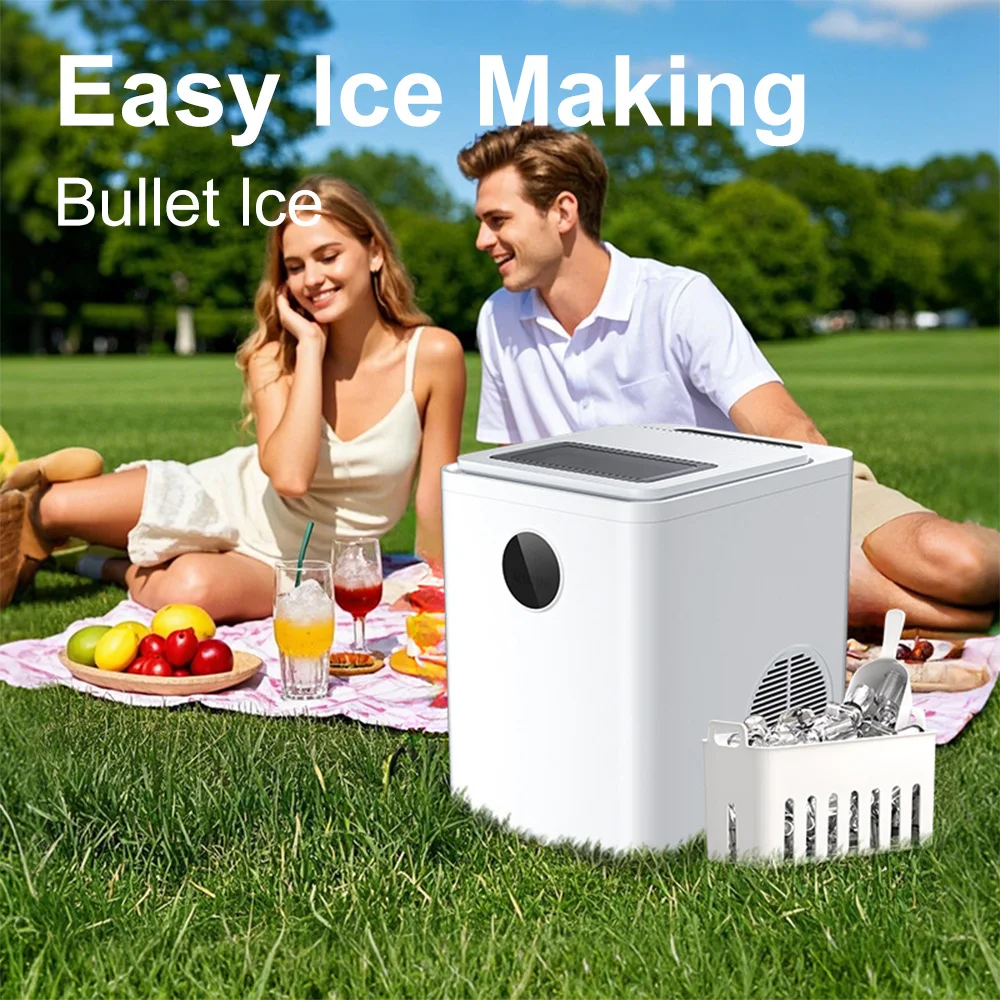 Ice Maker Countertop 120W 1.5L Water Tank 15kg per 24h Production 8-15 Mins Quick Ice Bullet Shape with Self Cleaning for Home Kitchen Office Bar UK EU Plug – Detail 10