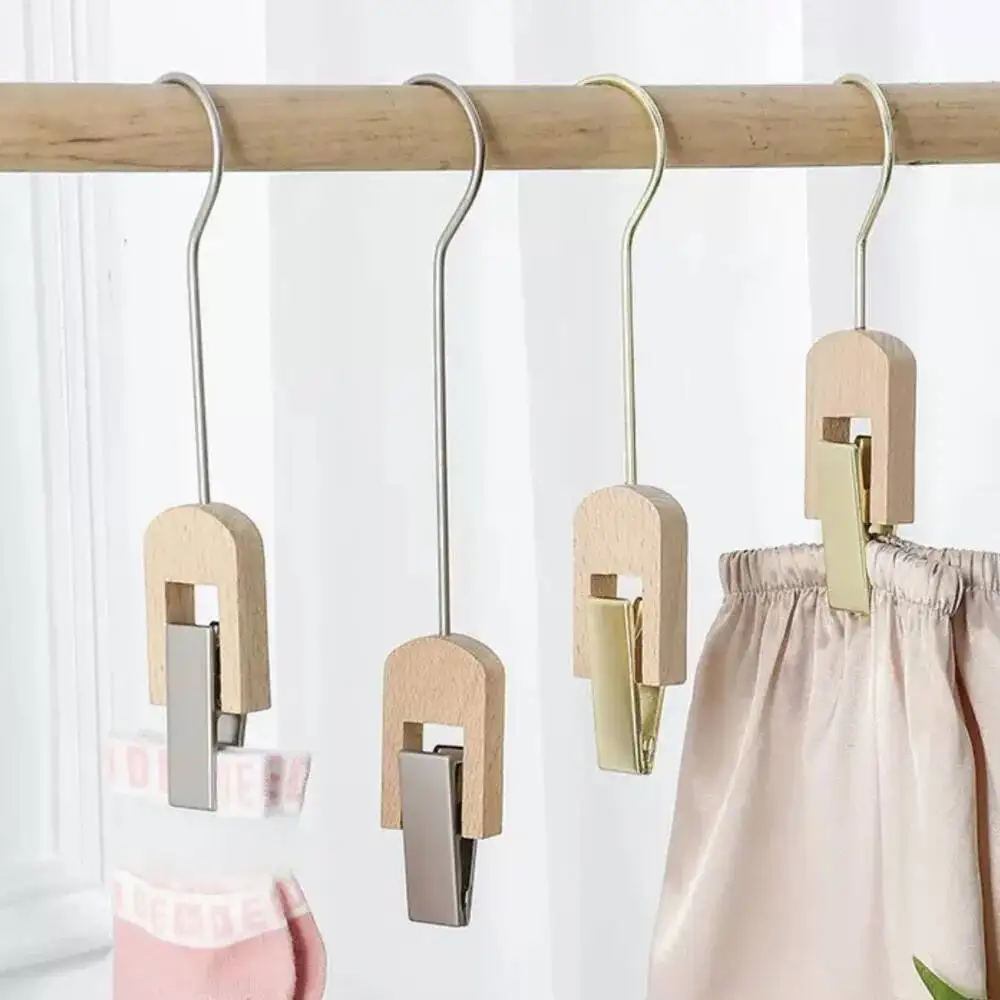 5 Stück Holz-S-Haken Kleiderständer Kleidung Hosen Schal Clips – Detail 2