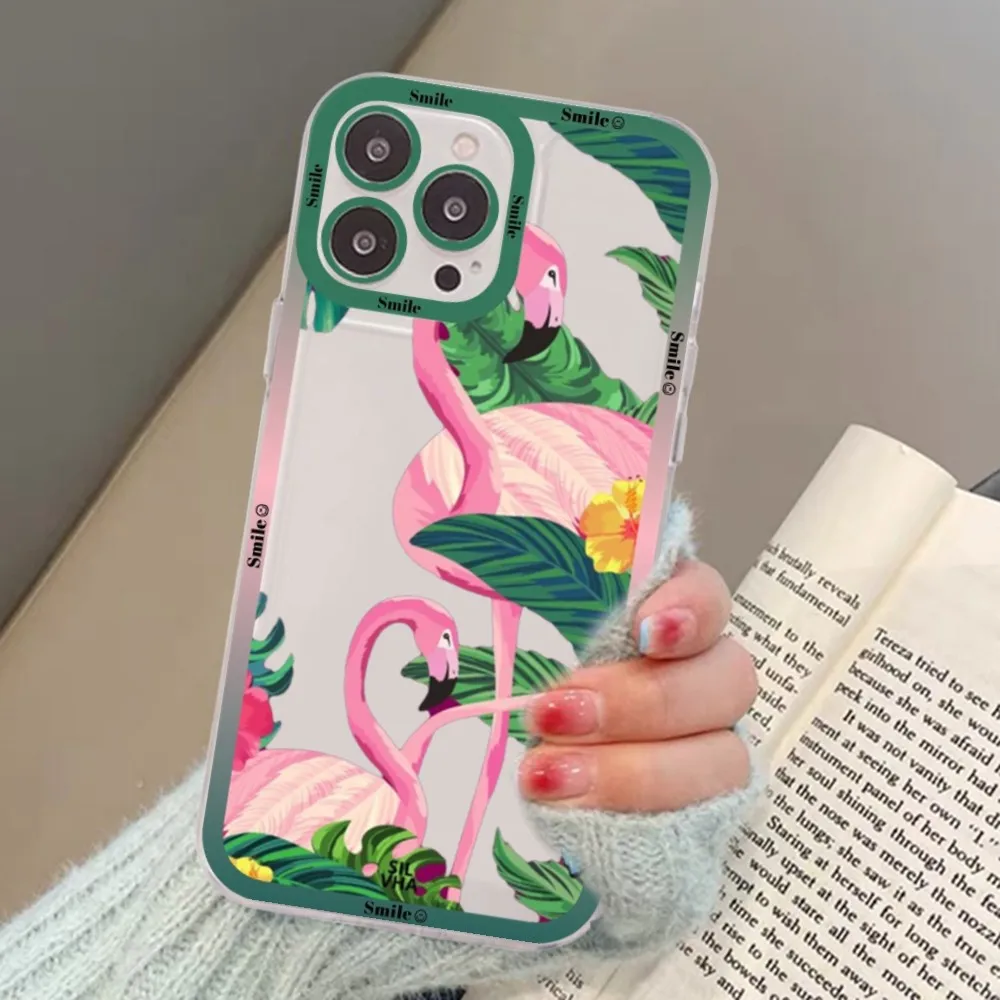 Pink Fantasy Flamingos  Phone Case For Samsung S 20 21 22 23 lite plus ultra Clear Mobile Cover Funda