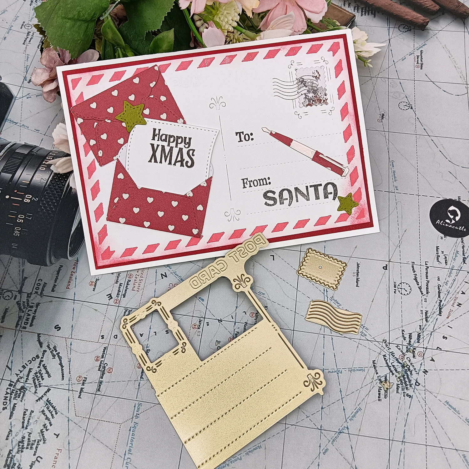Alinacutle Postkarte aus Metall, gestanzt, für Geschenk, Papier, Handwerk, handgefertigte Kartenherstellung, DIY-Grußkarten, Scrapbooking und Album
