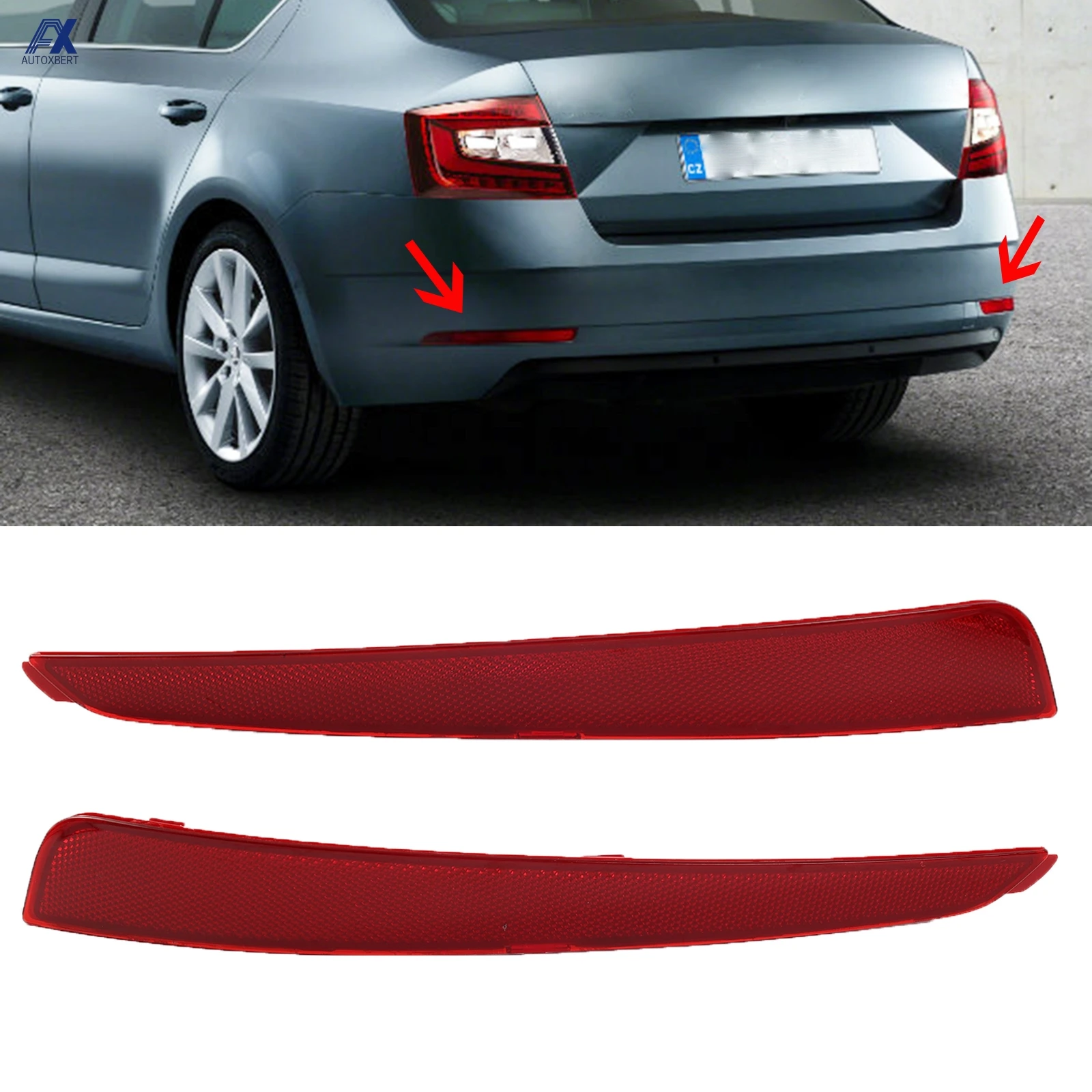 2x Rear Bumper Reflector Fog Lamp Tail Brake Light Right Left Side For Skoda Octavia Mk3 2013 2014 2015 2016 5E5945105 5E5945106