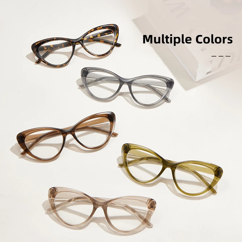 American Retro Iced Tea Internet Famous Cat Eye Plain Face Glasses Frame Women Optical Prescription Customized Resin Glasses