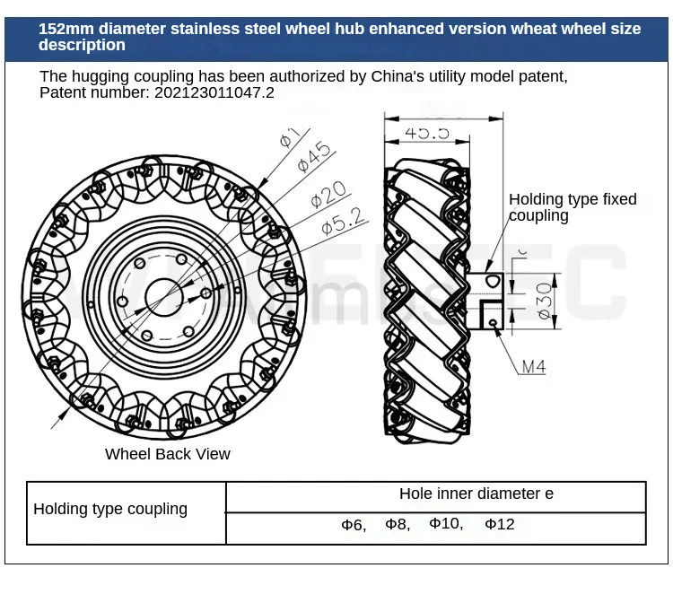 100 kg Last 4WD 152 mm RoboMaster Mecanum Rad mit 8/10/12/14 mm Kupplungen für 36 mm 42 mm Motor ROS Roboterauto-Chassis Ki