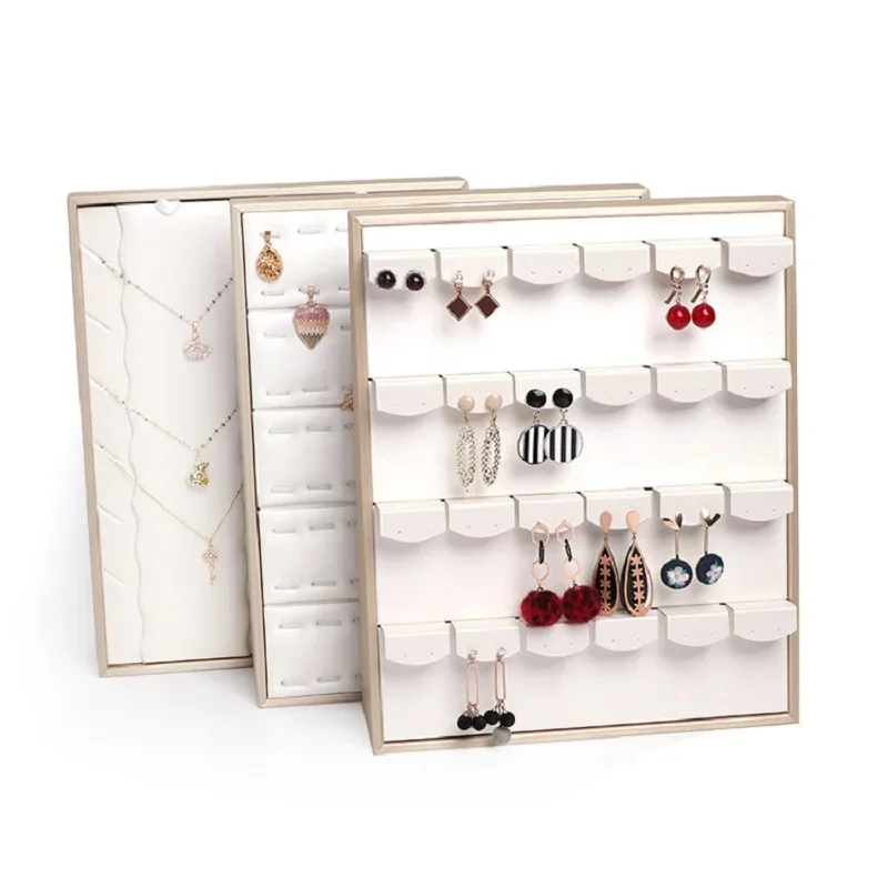 Premium PU Leather Vertical Jewelry Display Rack - Ring, Earring, Necklace, Pendant Stand for Jewelry Store Counter Showcase