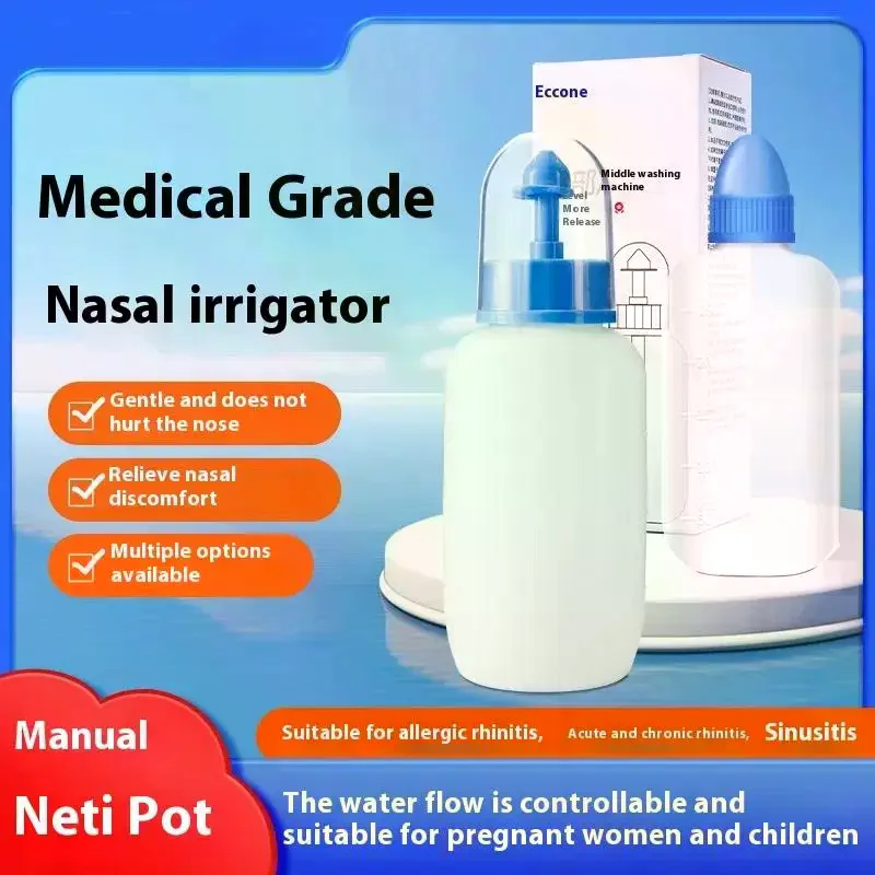 240/250ml 세척기 린스 병 코 보호기 코 세척기 비염 예방 성인 어린이 네티팟
