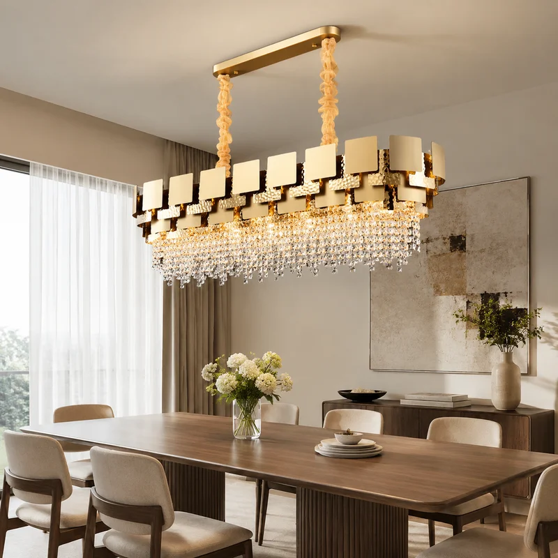 Modern Crystal And Metal Plates Dining Room Living Room Luxury Interior Design Statement Piece For Home Decor Space Chandelier