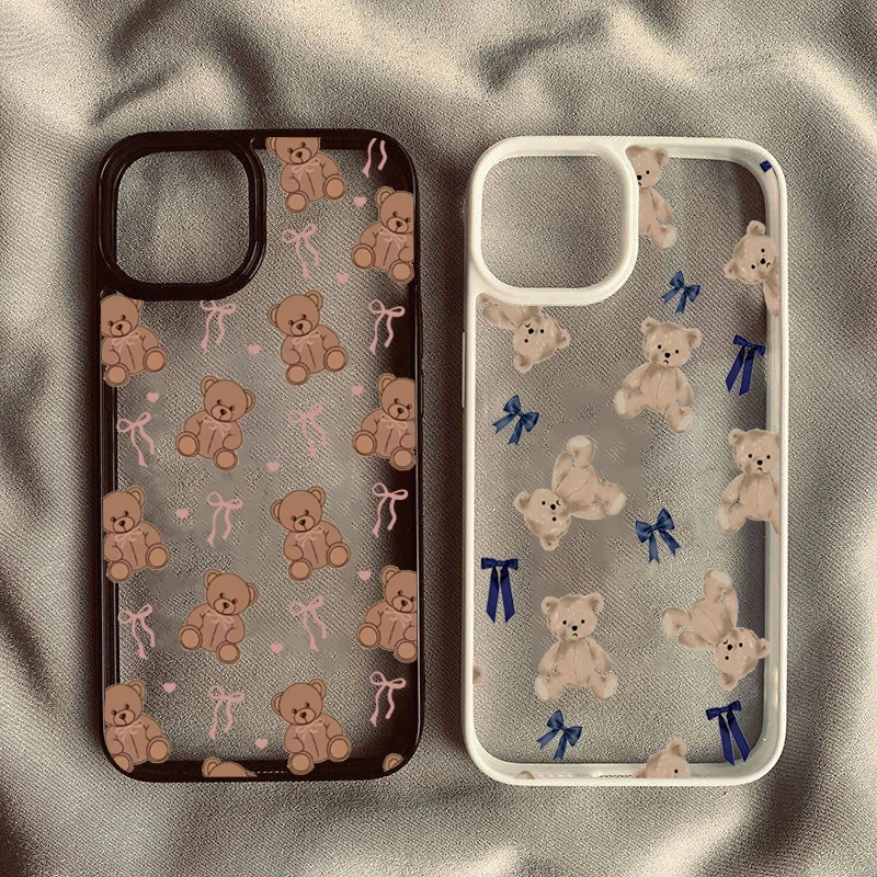 Cute Teddy Bear Bowknot Case for iPhone 17 16 15 14 13 12 11 Pro Max 16E Air X XR XS 7 8 Plus SE2022 Shockproof Protective Cover view 4