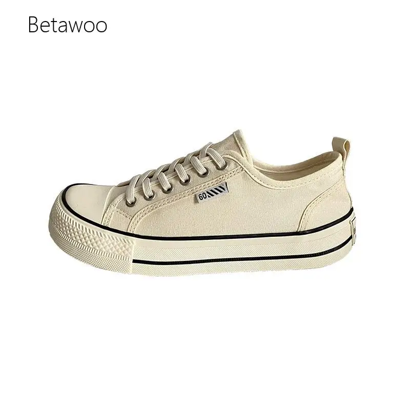 Multi-Color Retro Contrast Stitch Lace-Up Platform Canvas Sneakers Non-Slip Thick Sole Lightweight Casual Daily Walking Shoes