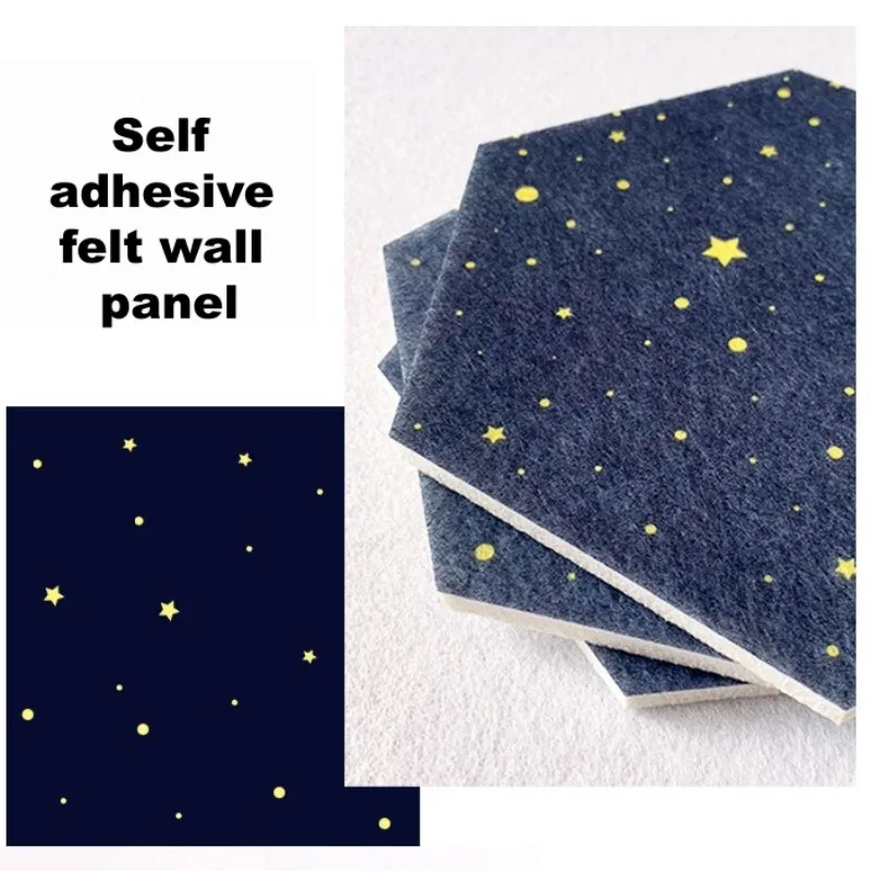 Hexagon Felt Board Tiles Star Pattern Self Adhesive Wall Bulletin Sticker Felt Memo Board Notice Board for Home Wall Decal Decor