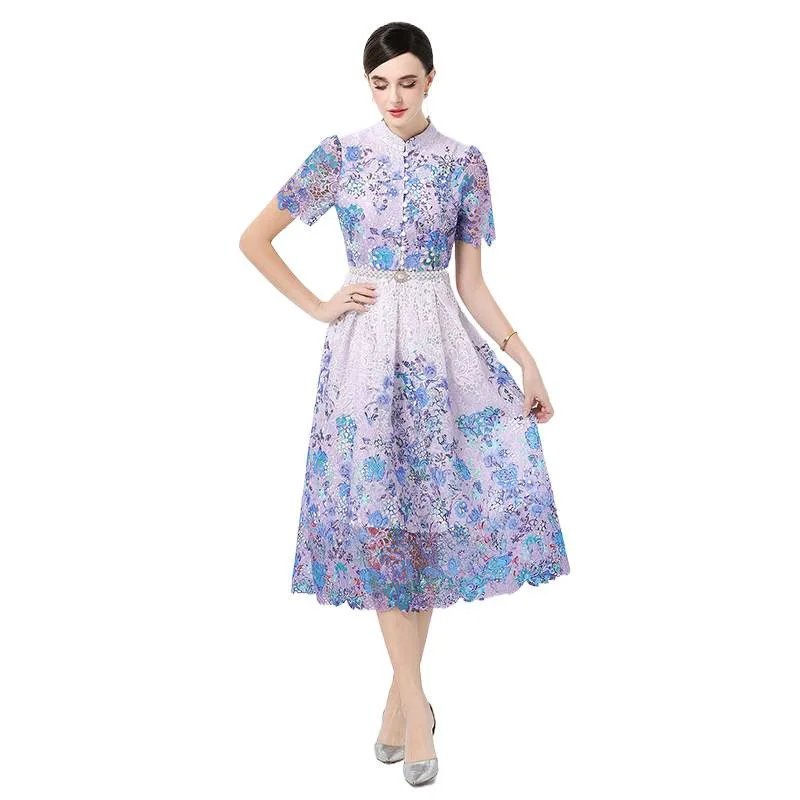 Original ort Sve Hollow out Soluble Lace Mid-Length Dr Street Sle Knitted A-Line Skirt Thiened Velvet Fabric