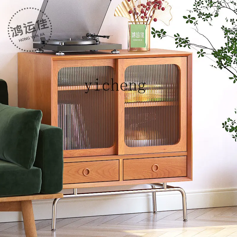 

LX Solid Wood Sideboard Cabinet for Home Living Room Wall-Mounted Storage Small Side Cabinet
