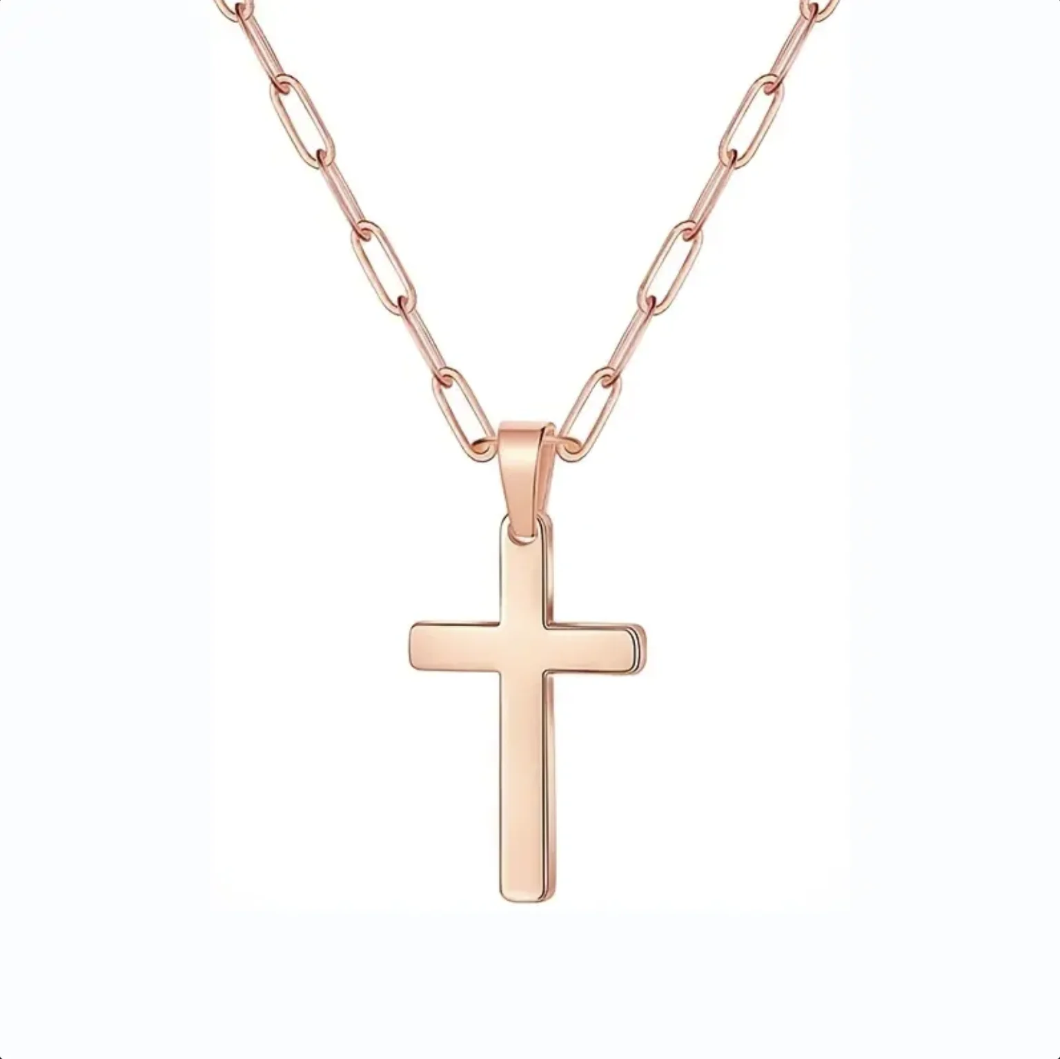 Women's Stainless Steel Cross Necklace Simple Cross Pendant 18K Plated Necklace Neck Chain Accessories