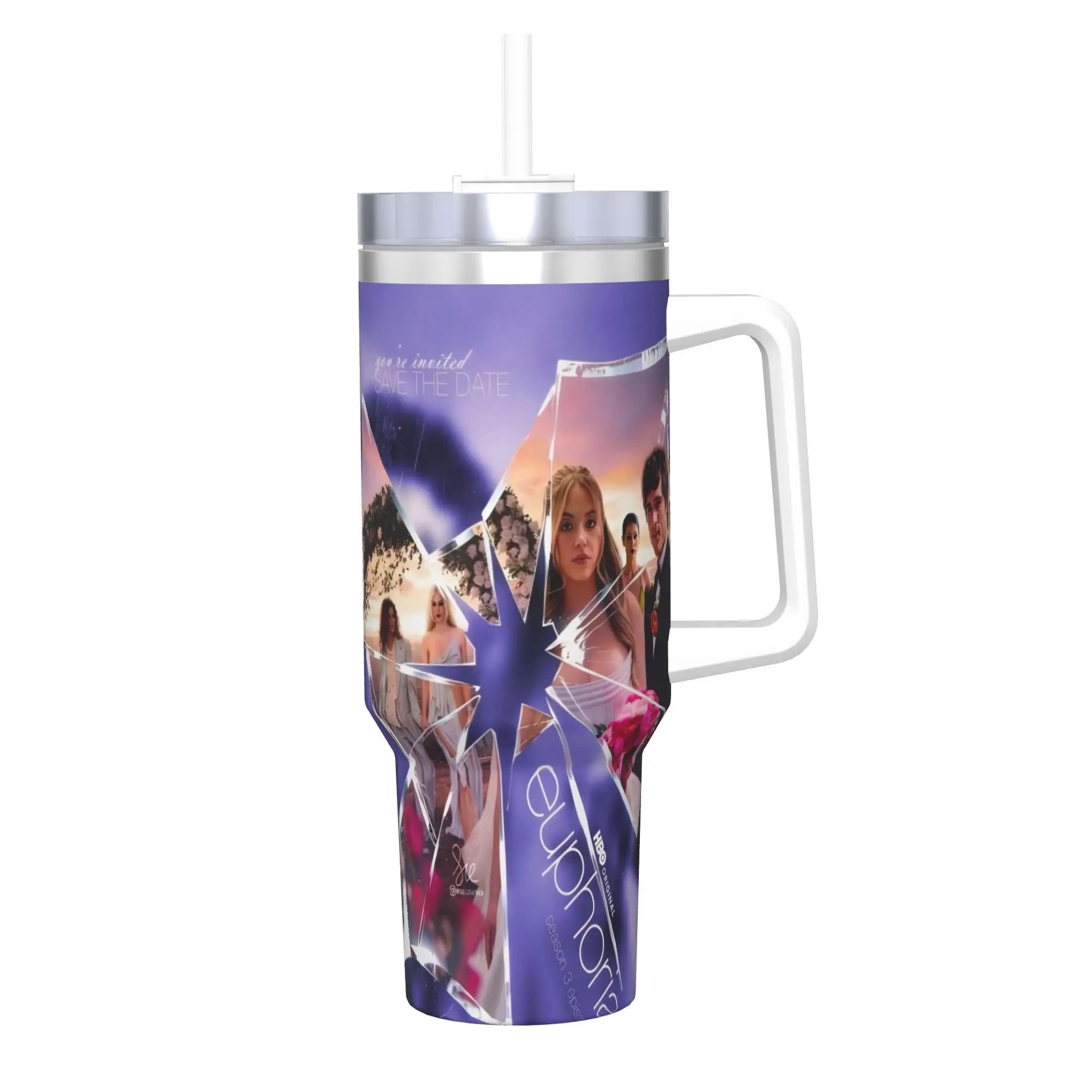 Euphorias Saison 3 – Gobelet isotherme sous vide, tasse thermique, bouteille d'eau de voyage pour l'extérieur, 40 oz
