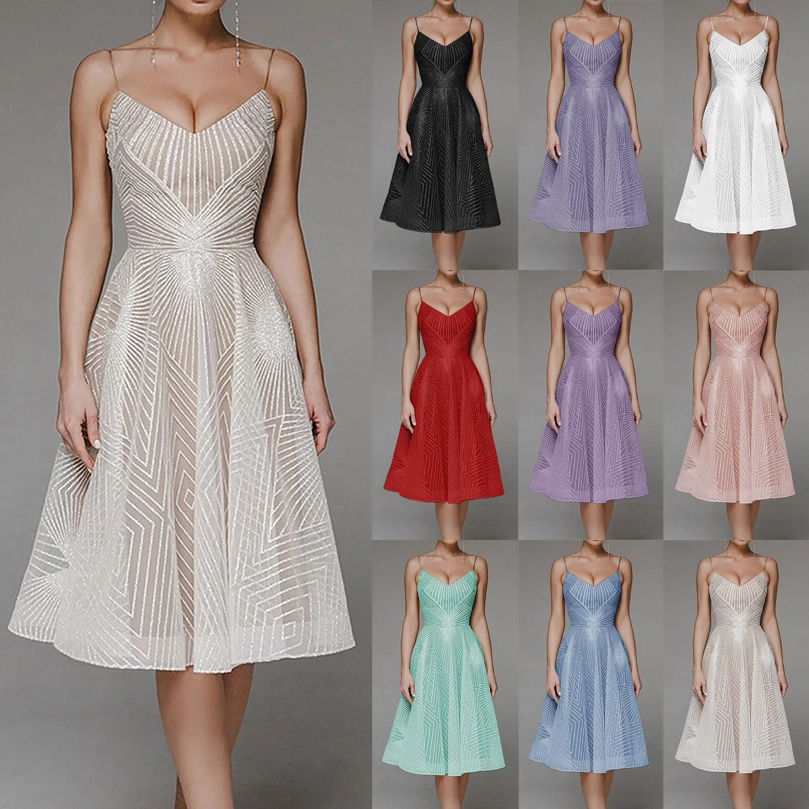 

EINY Luxury Women Embroidery Prom Dress Sexy Suspenders Fashion Elegant Long Dress Spaghetti Strap Sleeveless Mesh Party Dresses