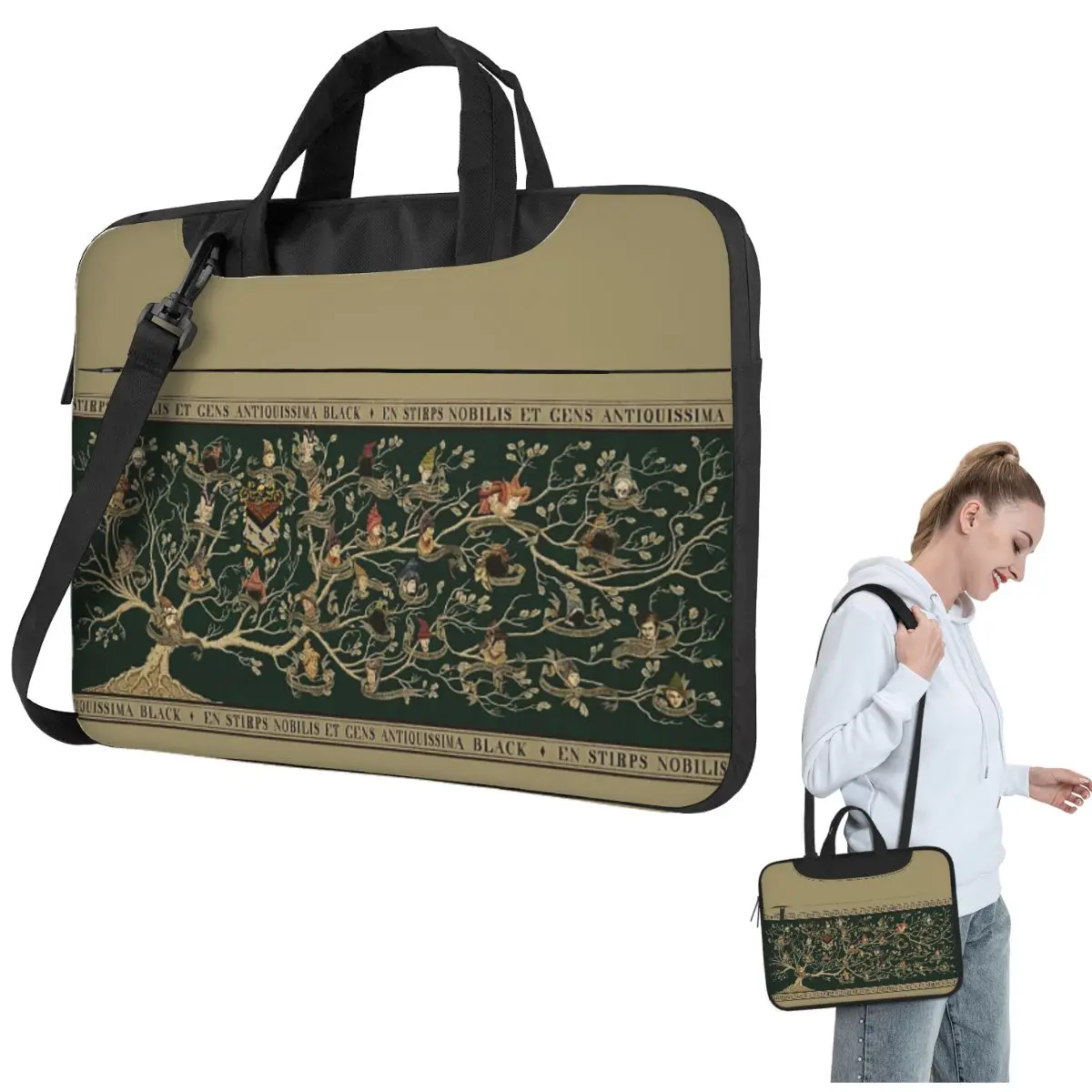 

Noble House Of Black Family Tree Crossbody Laptop Bag Case Computer Bag 13 14 15.6 Inch Notebook Pouch for Lenovo