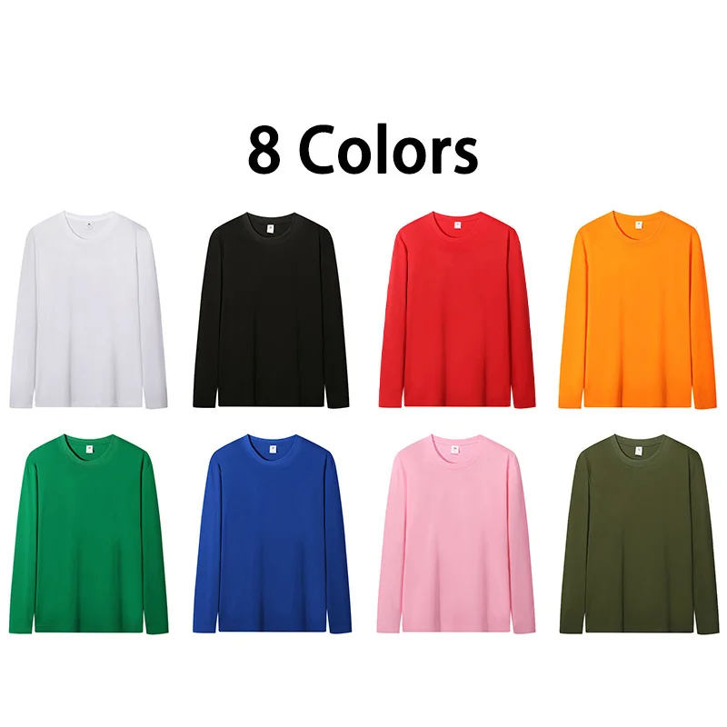 Cotton Long Sleeved Round Neck T-Shirt Custom Printed Logo for Men and Women Comfortable Fabric Personalized Design Embroidery