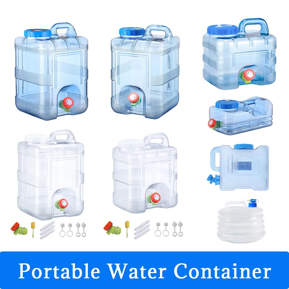 Portable Water Container with Spigot Multifunction Water Storage Carrier Leakproof Large Capacity for Hiking Self-Driving Tour
