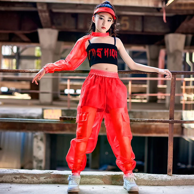 Single-Sleeved Girls Clothes Jazz Modern Dance Performance Stage Costume Kids Hip Hop Clothing Concert Wear Kpop Outfit BL8722