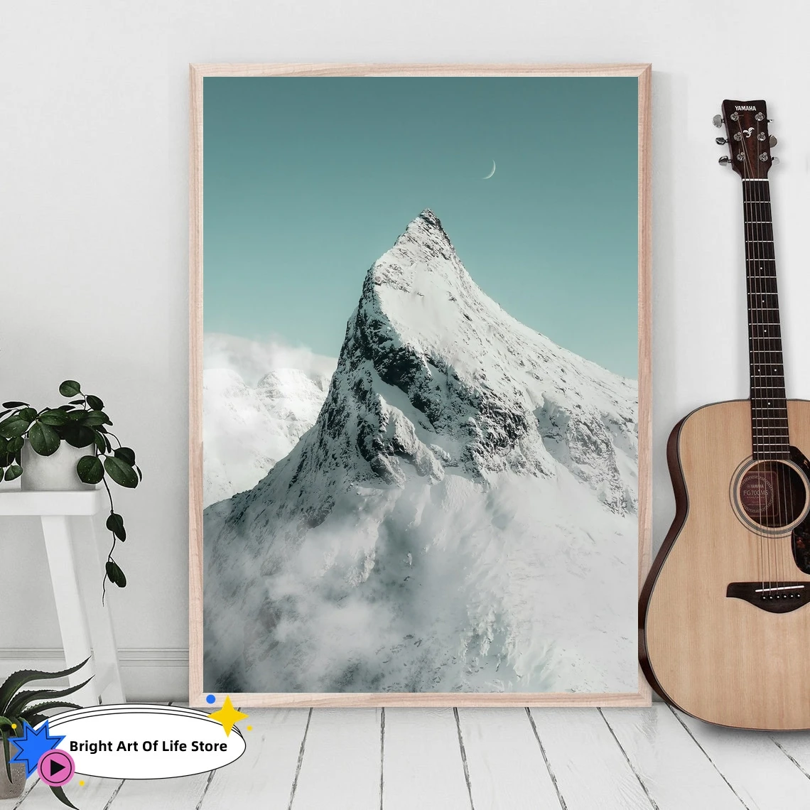 Norway Snowy Mountain Art Print, Winter Photo Poster, Minimal Wall Art Print From Lofoten Islands Norway