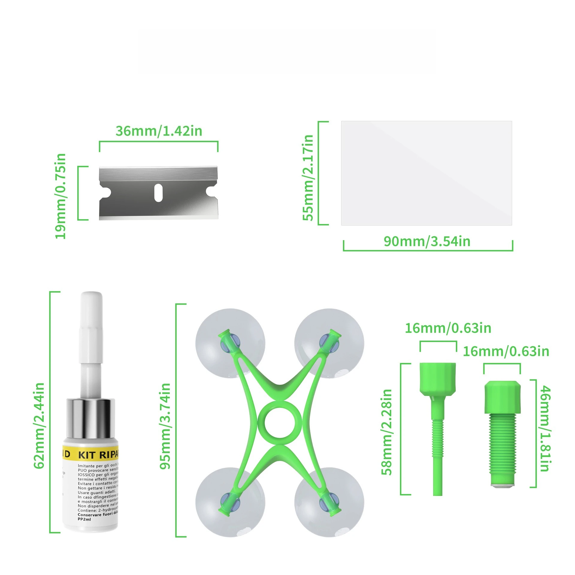 Automotive Glass Repair Tools, Windshield Crack Repair Fluid