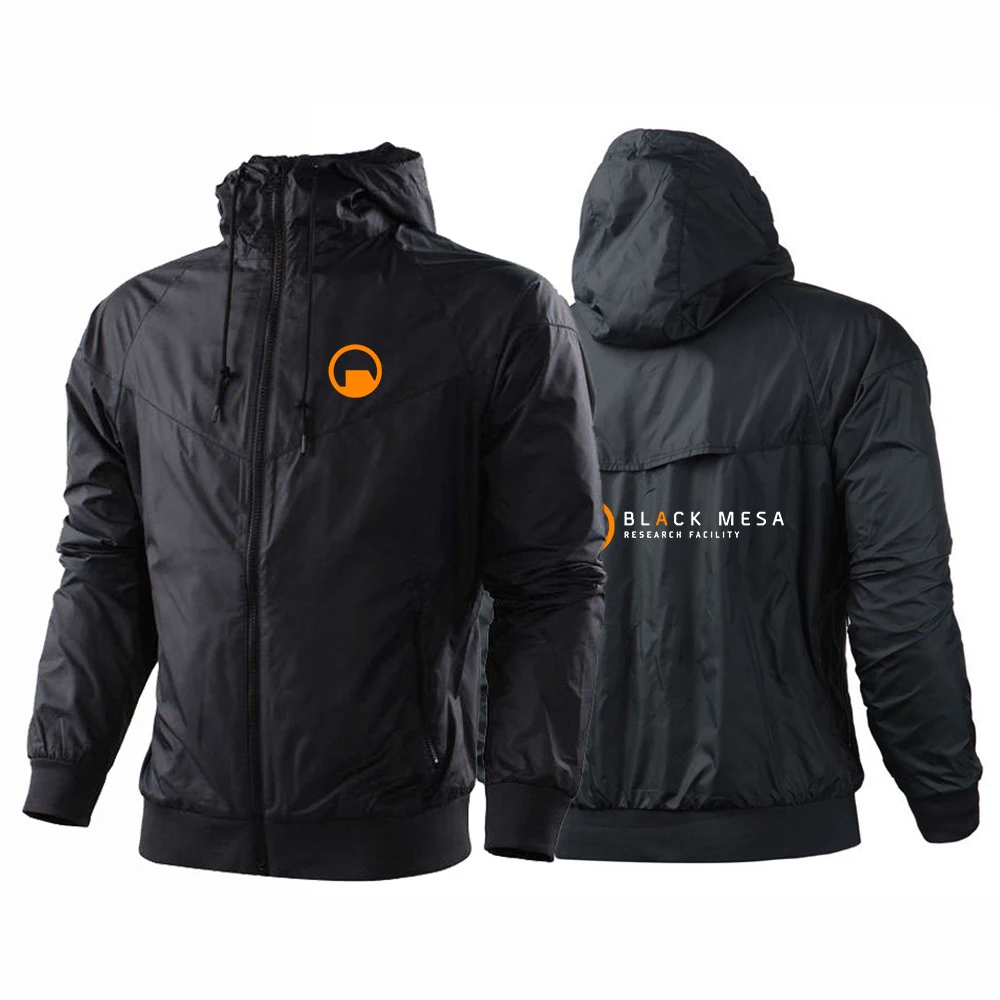 

Black Mesa Research Facility 2026 Spring Autumn Men's Printed Lightweight Windproof Jacket with Hood Zipper Casual High Quality