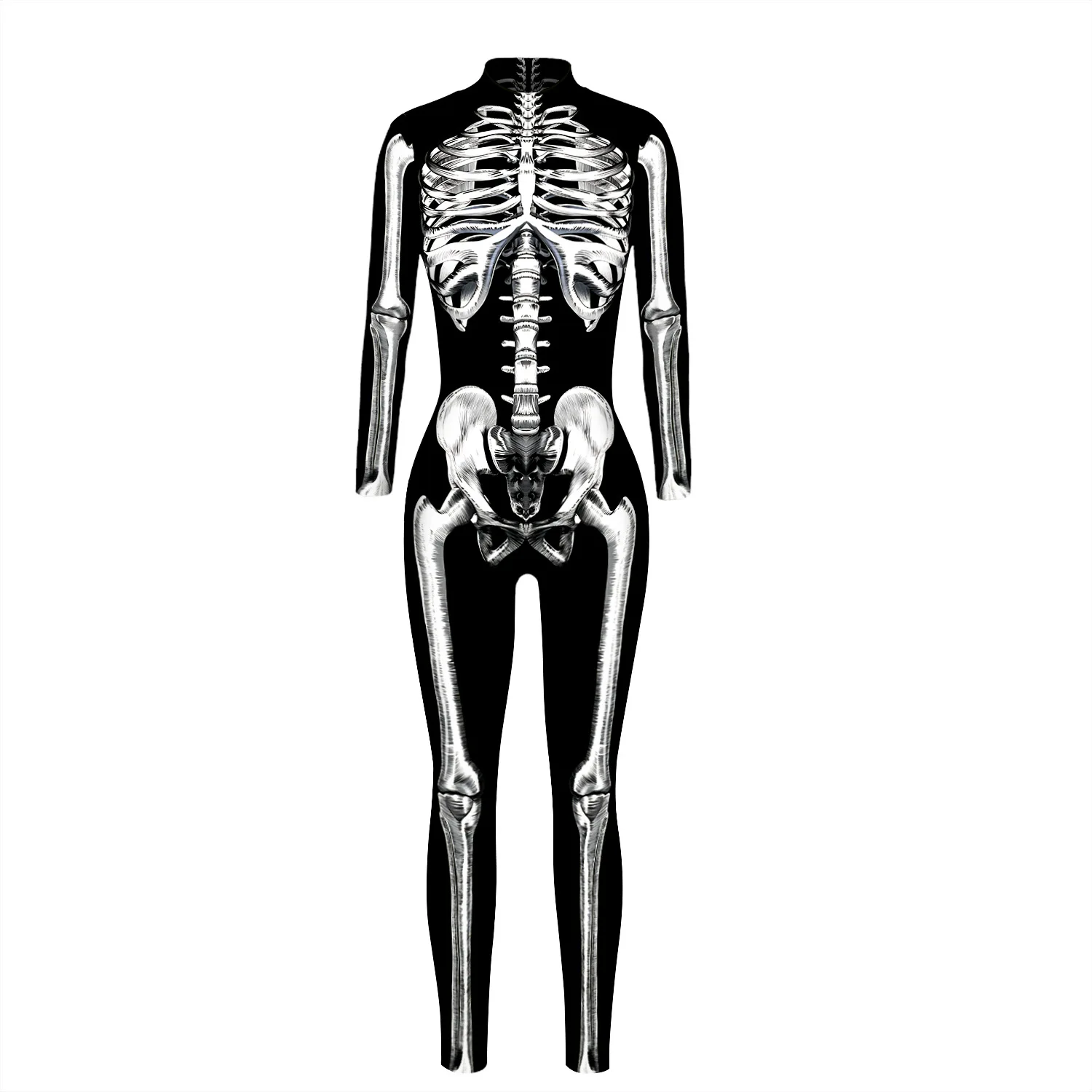 Cosplay-Kostüm Zentai-Bodysuit Fancy-Anzug Halloween Skelett Punk Gothic Damen Sexy Totenkopf-Skelett Slim Jumpsuit – Detail 8