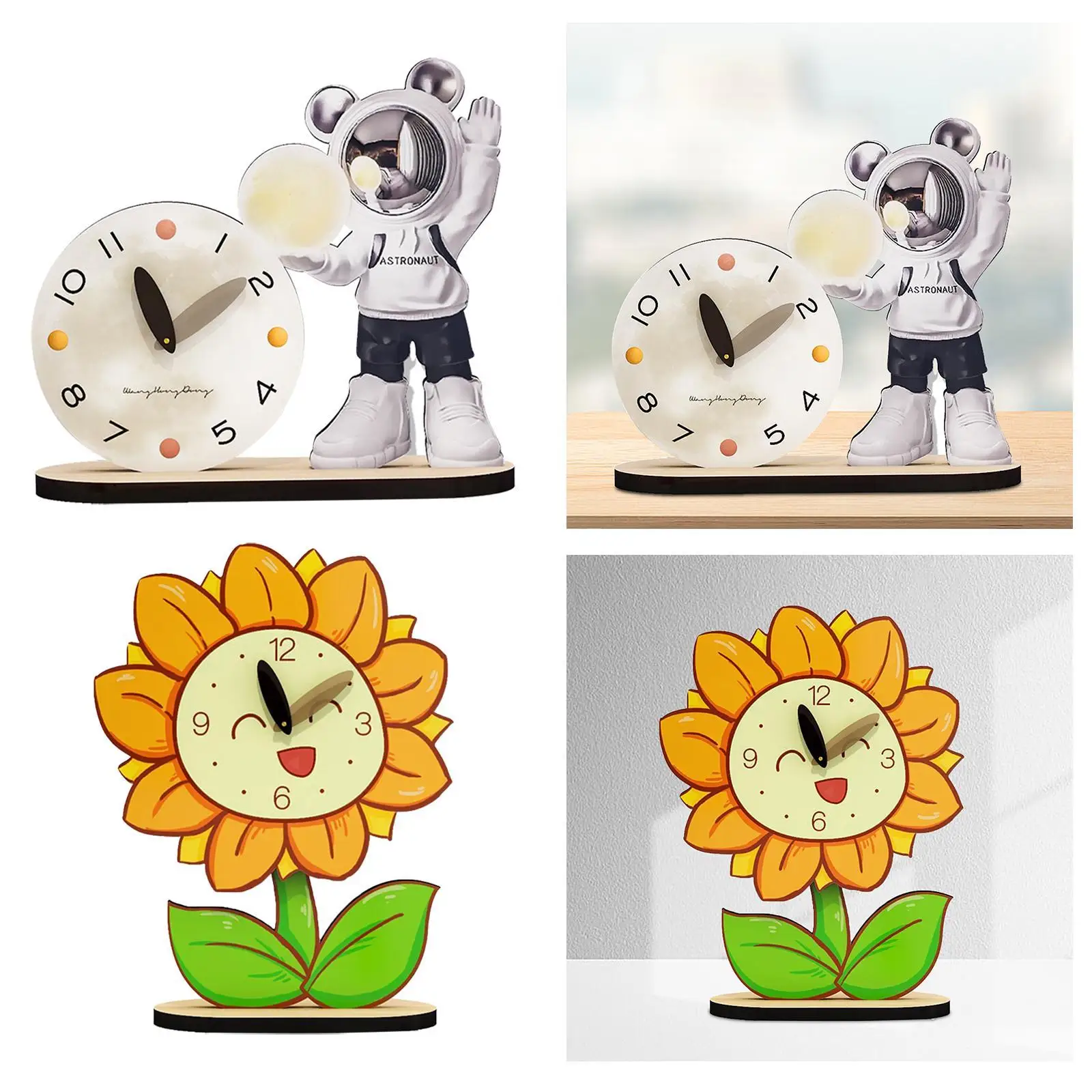 Desk Clock Ornament Non Ticking Quiet Shelf Clock Nordic Tabletop Clock Decorative Clock for Kids Room Office Home Decor