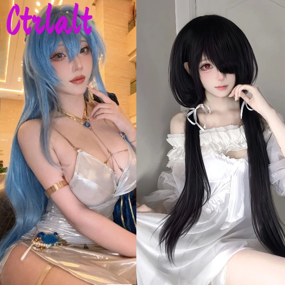 100cm Long Straight Wigs Synthetic Blonde Red Blue Cosplay Wig High Temperature Fiber Anime Wigs For Women Fake Hairpiece