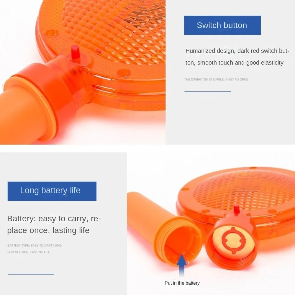 Waterproof Handheld LED Barricade Light Strobe Function LED Light Source Traffic Safety Light with Hanging Ring High Visibility