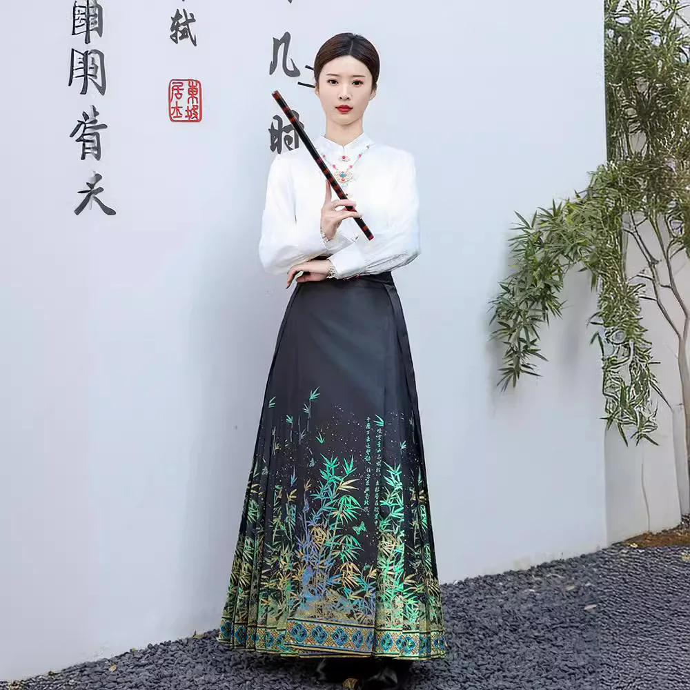 ensemble-de-jupes-hanfu-guofeng-originales-motif-cheval-noir-tissage-imitation-or-fleurs-automne-et-hiver