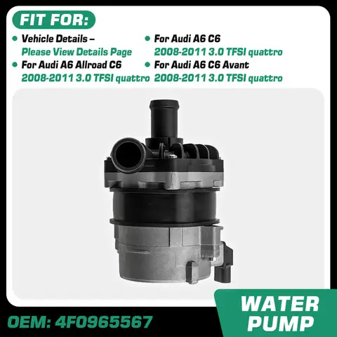 아우디 A6 C6 아반트 올로드 2008 2009 2010 2011용 고성능 냉각수 펌프 워터펌프 액세서리 4F0965567 4F0965569
