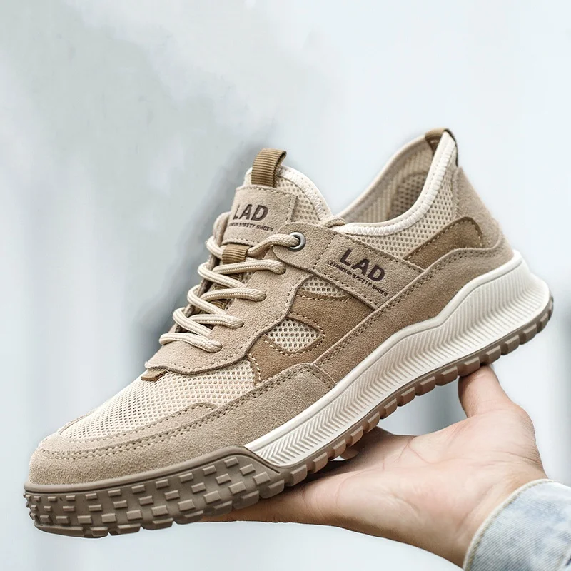 men casual breathable steel toe covers work safety shoes worker tooling security boots summer safe sneakers protective footwear