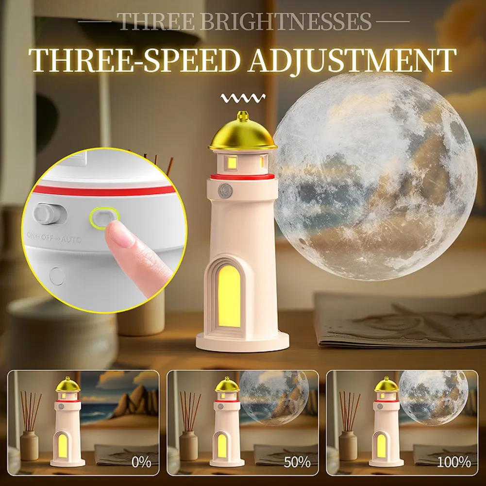 مصباح قمر مع مستشعر حركة، ديكور منارة، ضوء ليلي قابل لإعادة الشحن للأطفال، هدايا غرفة النوم، عطلة الحضانة