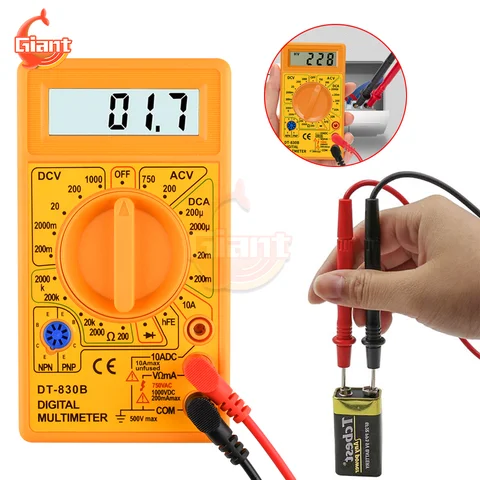 DT830B Digital Multimeter AC/DC Electric Voltmeter Ammeter Universal  Voltage Current OHM Multi Meter Tester Resistance Tester