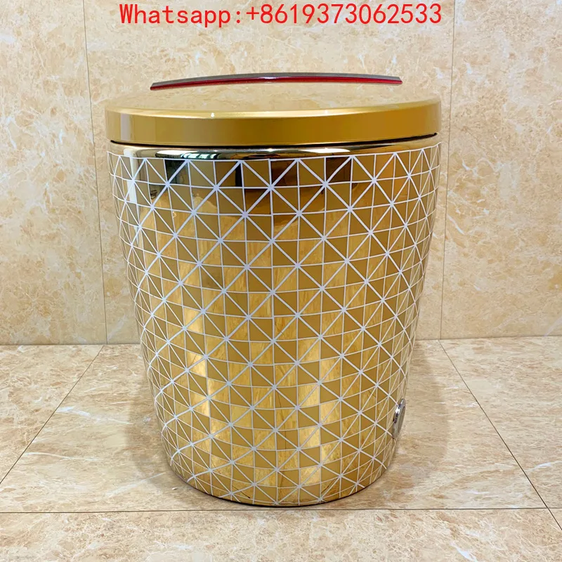 

Умный унитаз Tuhao Gold: полностью автоматический, цветной, золотой, с дистанционным управлением, сифонный.