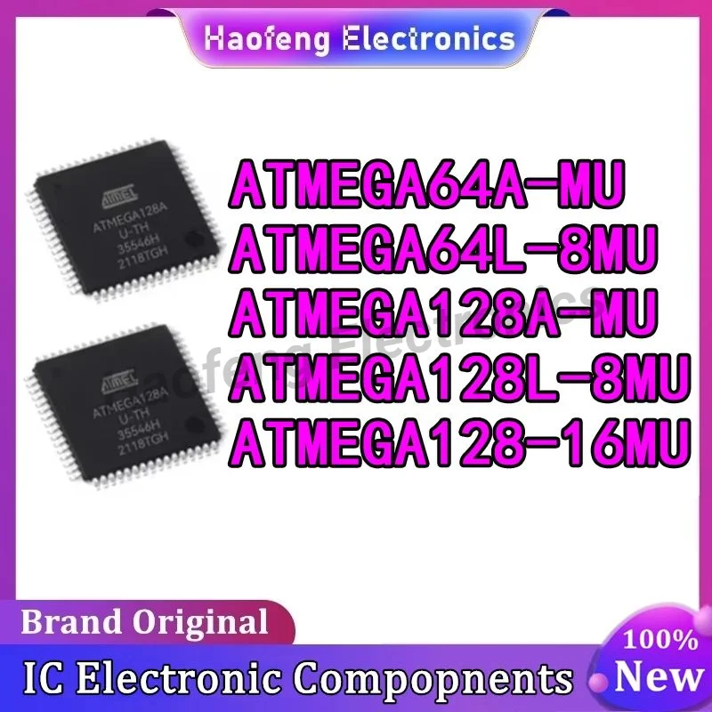 ATMEGA64A-MU ATMEGA64L-8MU ATMEGA128A-MU ATMEGA128-16MU ATMEGA128L-8MU ATMEGA64 ATMEGA128 ATMEGA IC MCU Chip QFN-64 in stock