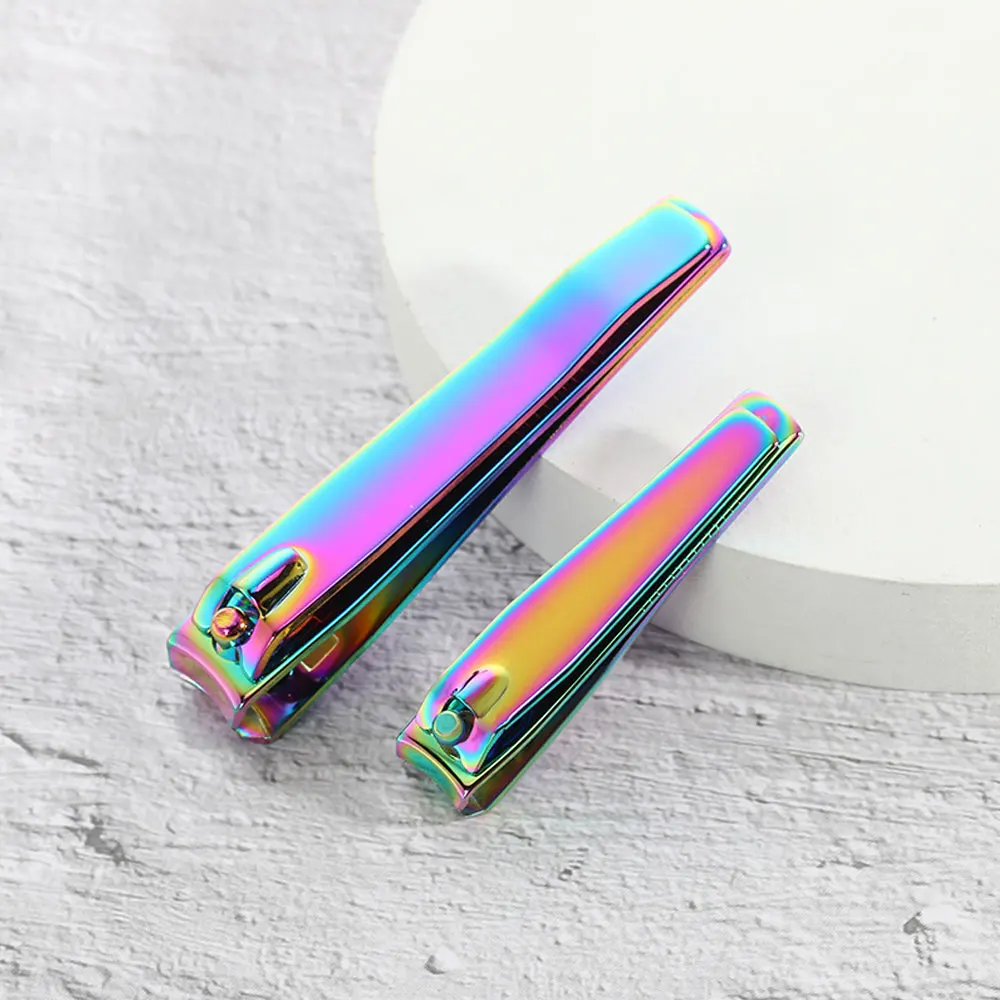 1 szt. Tęczowe obcinaczki do paznokci Tytanowe obcinaczki do paznokci Stal nierdzewna Ostre obcinaczki do paznokci u stóp Płaskie narzędzia do przycinania paznokci