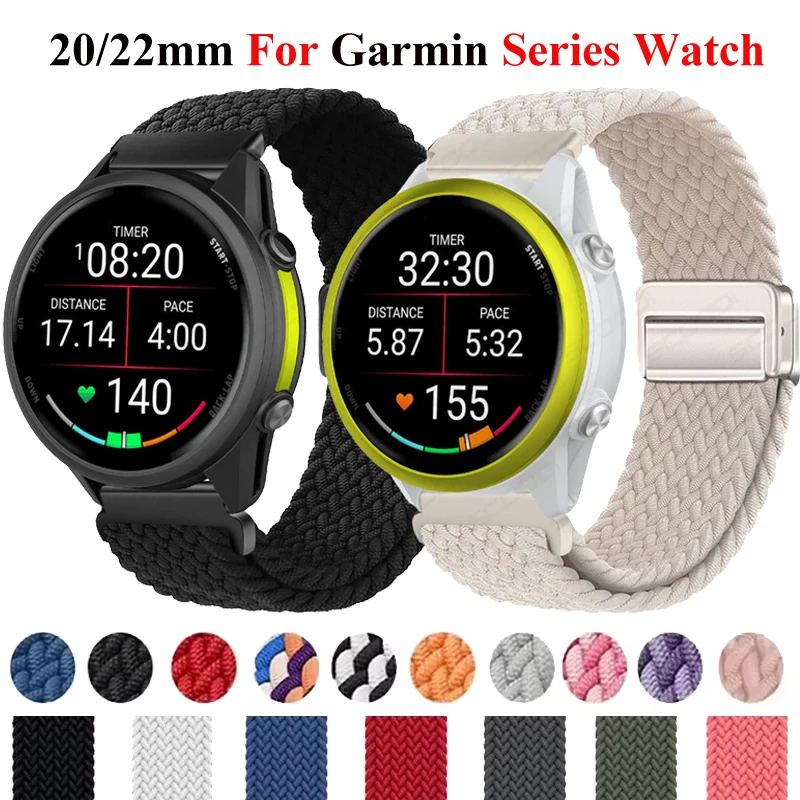 20 mm 22 mm magnetische geflochtene Schlaufe für Garmin Forerunner 245 255 265 645 970 570 965 745 158 55 Armband Venu 2 3/Vivoactive 6 5 4