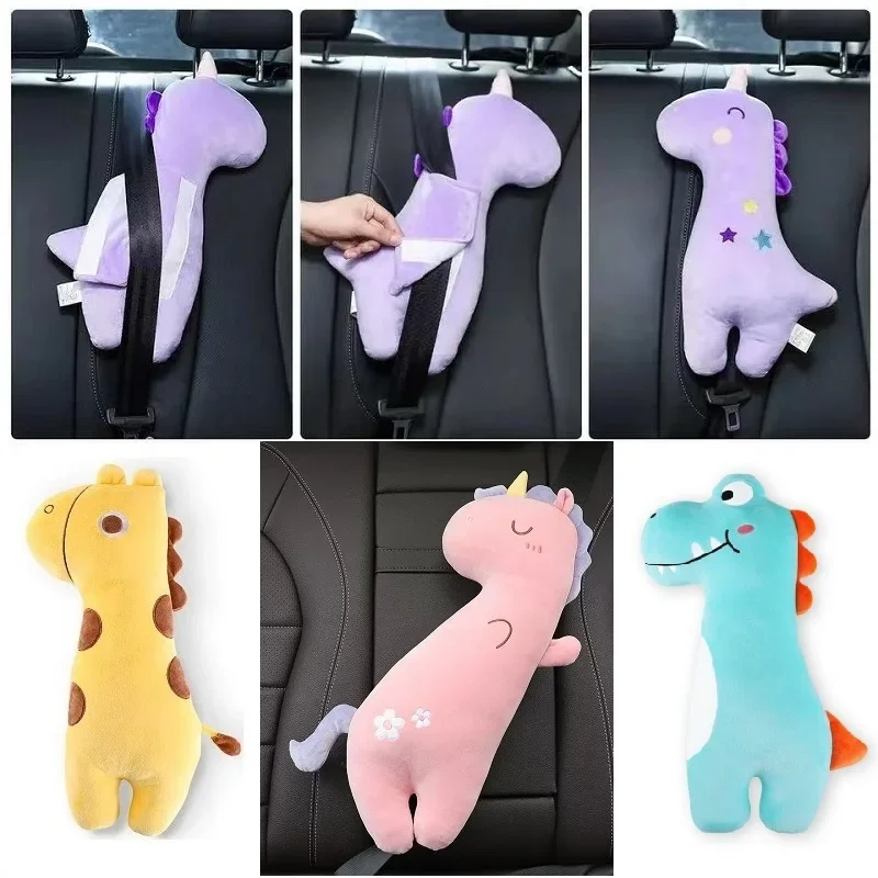 Child Car Seat Headrest Sleeping Head Support Safety Belt Cover Baby Seat Belt Protector Neck Cushion Unicorn Anime Belt Pillow