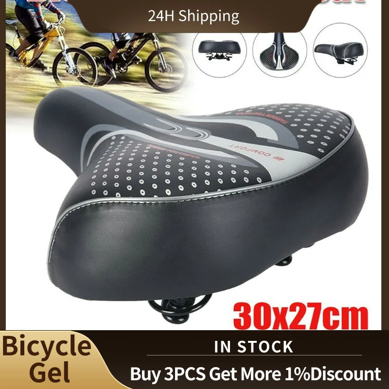 Comfort Extra Wide Big Bum Bike Bicycle Gel Soft Pad Saddle Seat Sporty Black Bike Seat Sillin Bicicleta Седло Для Велосипеда