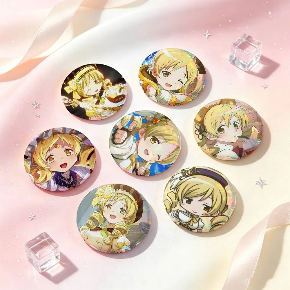 Mami Tomoe Cute Anime Figure Badges 25 32 44 58 75 Mm Round Cosplay Pin Bag Decor Fans Collect Friends Gifts Brooch Souvenir view 2