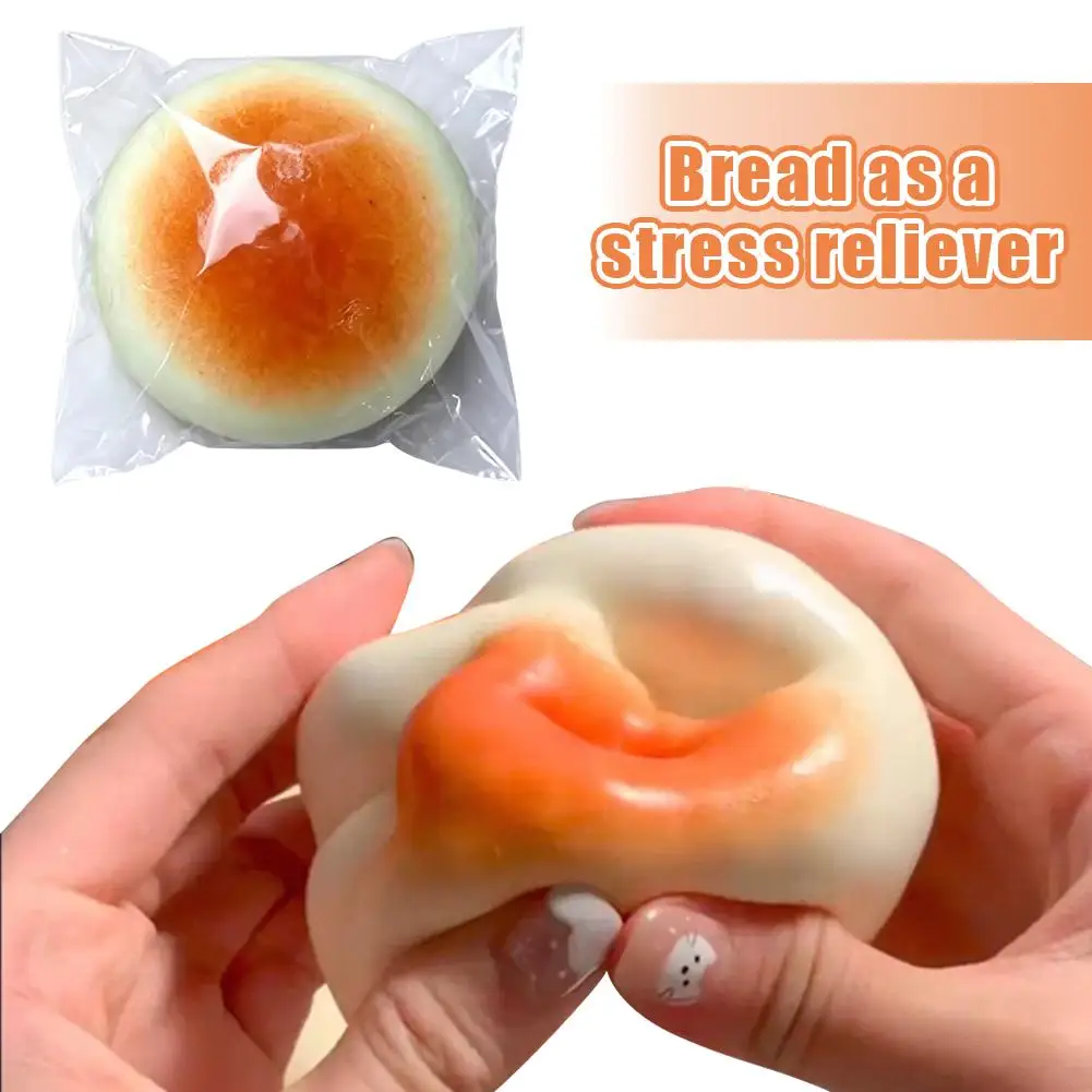 Crispy Honey Bakery Bun Squishy Stress Ball, Realistic Mini Bread ASMR Squeeze Toy for Hand Exercise and Sensory Relaxation