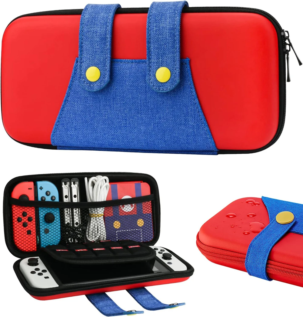 EVA Storage Switch Case Compatible with Nintendo Switch/OLED Cute Portable Switch Carrying Case with 10 Game Holders for Mario