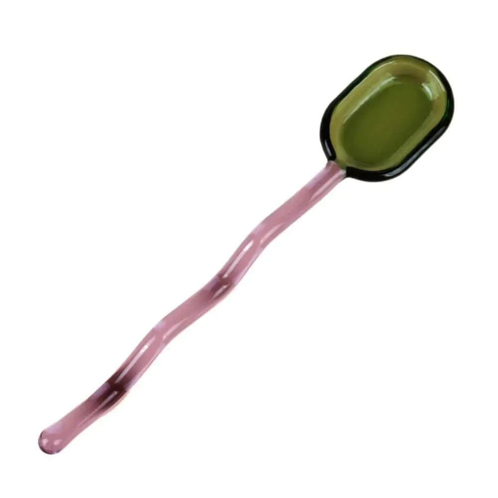 

Wave Heat Resistance Long Rod Handle Colored For Deserts And Juice Coffee Spoon Glass Mixing Spoon Milk Spoon Stirring Spoon