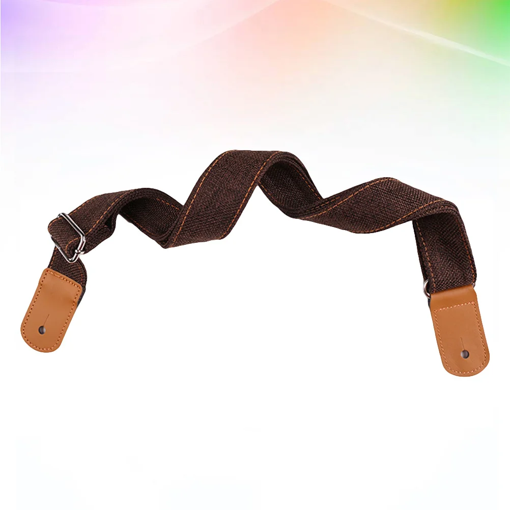 

1pc Guitar Strap Cotton Linen Body Ends Metal Buckle Adjustable For Ukulele Coffee Stringed Instrument Accessory