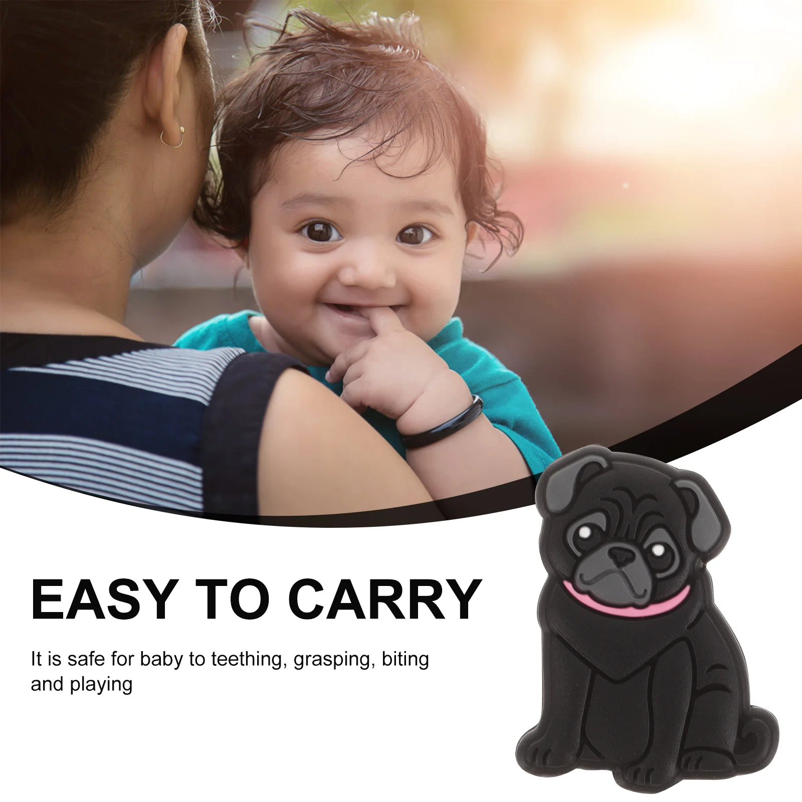 

10 Pcs Pug Bead Accessories Silicone Beads​ Teether Hanging Chain Dog for Jewelry Making Silica Gel Bulk